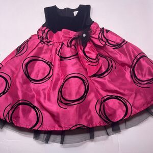 Lilybird Girls 2T Pink Black Velvet Tulle Party Dress
